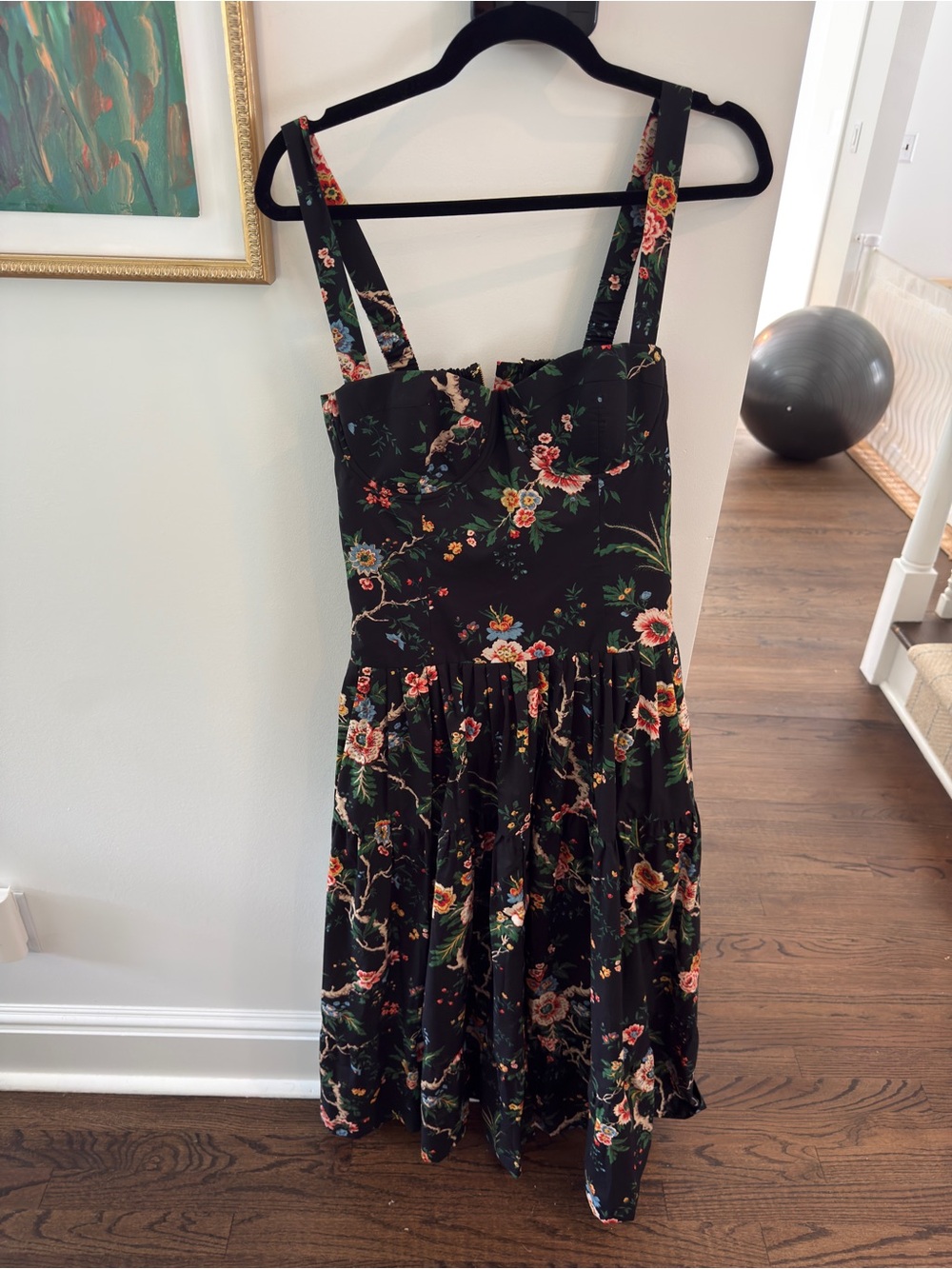 NWT cara cara santiago printed midi dress - chintz black SZ 8 - Picture 2 of 5